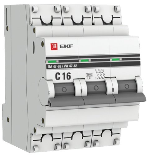 Выключатель автоматический EKF PROxima ВА47-63 3п 16А C 6кА картинка